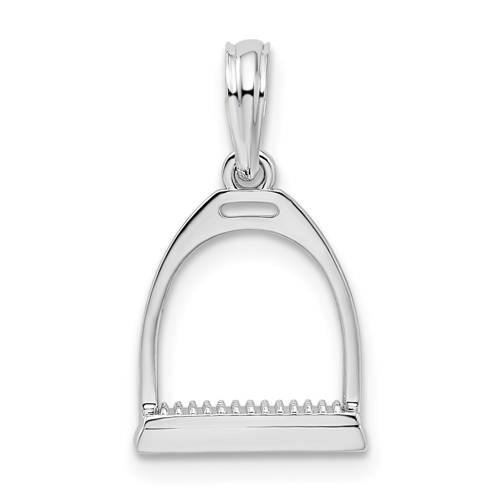 925 Sterling Silver 3D Equestrian Horse Stirrup Necklace Charm Pendant